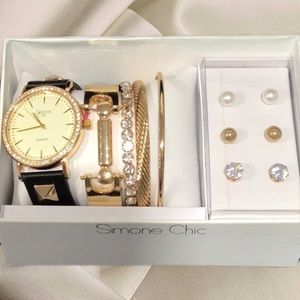 NIB Simone Chic Box Set of Jewelry, Watch, 4 Bracelets and 3 Sets Of Earrings
